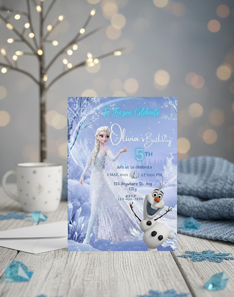 Frozen Birthday Invitation & Thank You Tag | Winter Wonderland (digital ...