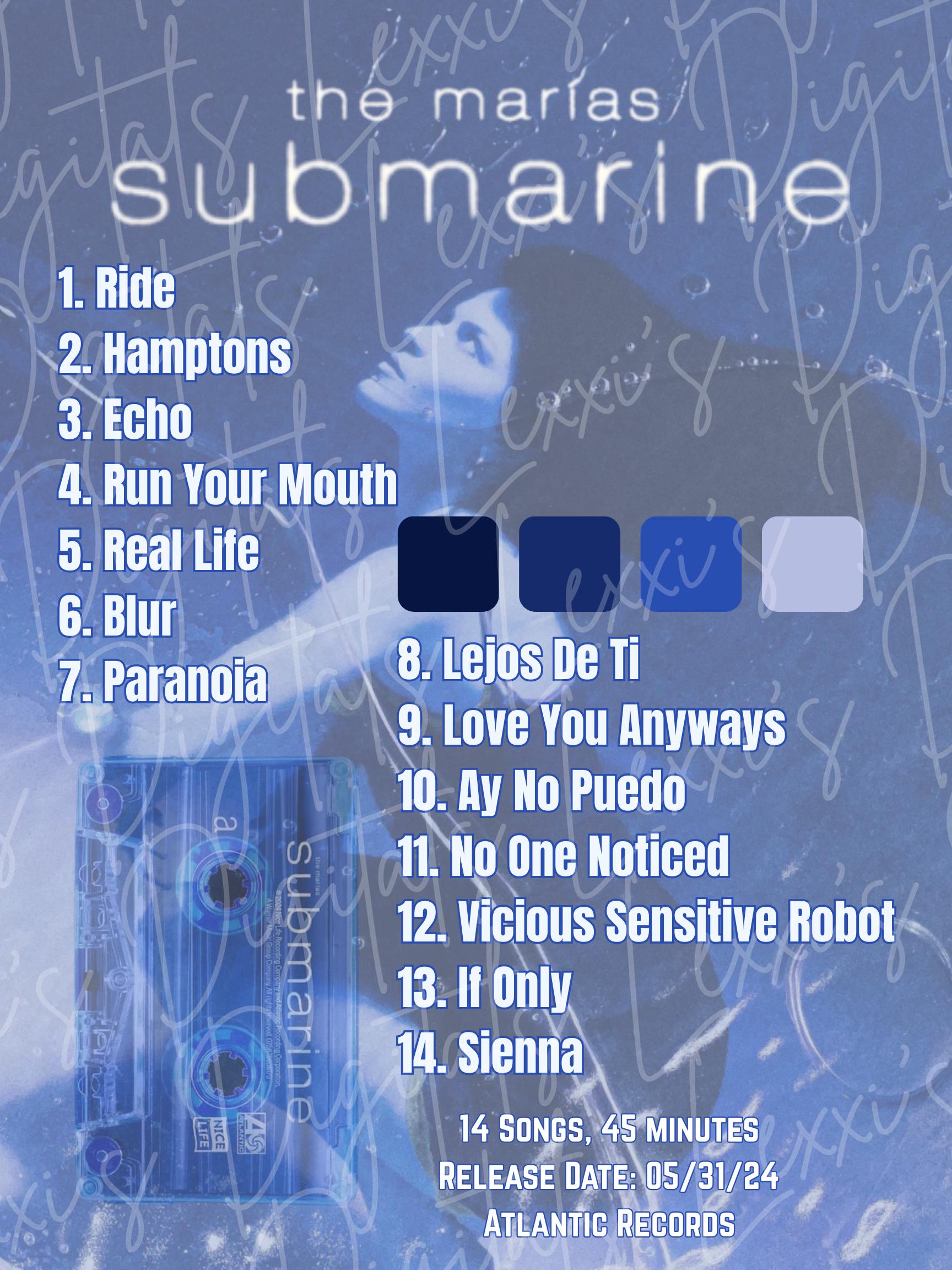 The Marías the Submarine Album Art Poster/ Wall Art. Ready to