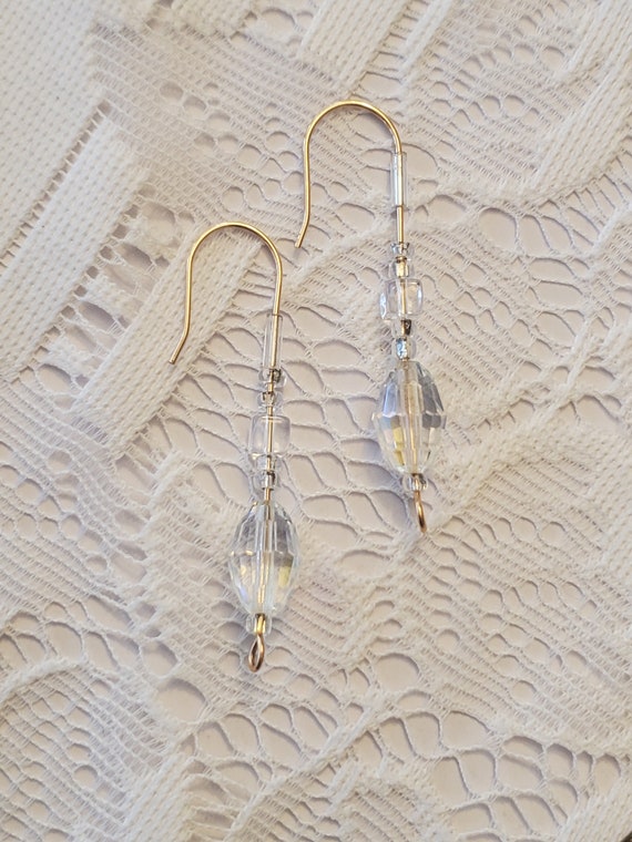 Crystal Drop Earring, Vintage 1960s Sparkly Glass… - image 2
