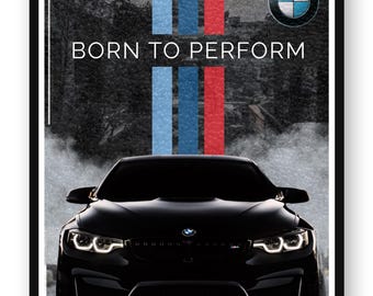 BMW Poster | Digital Car Wall Art | Sports Car Print | Garage Decor | Instant Download