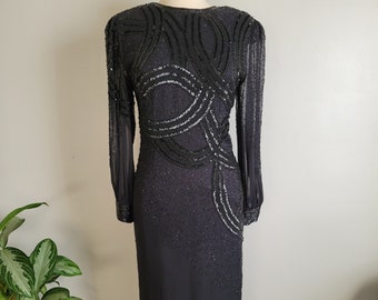 SCHÖNE VINTAGE Perlen Schwarzes Kleid Am besten passt Small