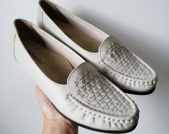 Größe 9,5 N Vintage New Old Stock gewebte Loafers Off-Weiße Farbe
