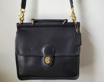 VINTAGE AUTHENTIC COACH Willis Station Tasche Schwarz Echtleder Crossbody