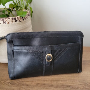 Vintage Black Genuine Leather Clutch Handbag