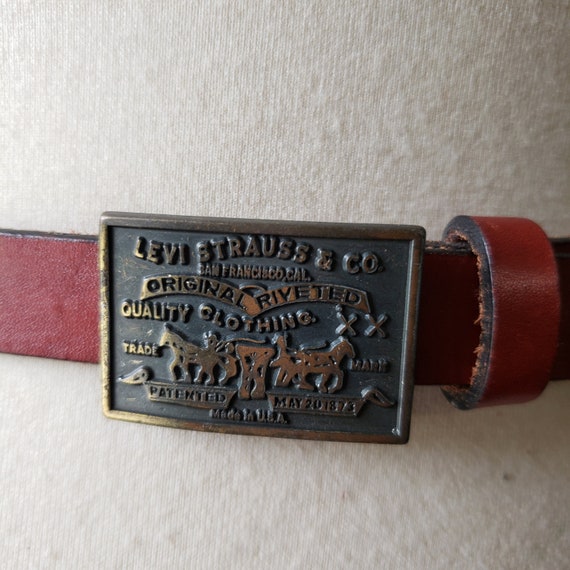 Vintage Genuine Leather Levis Strauss Plate Buckl… - image 2
