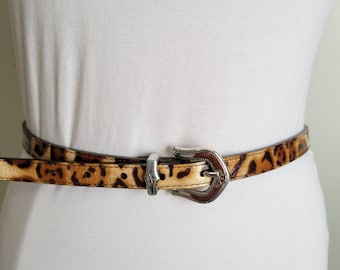 Vintage Brighton Animal Print Genuine Leather Skinny Belt Size 34