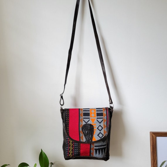 VINTAGE TRIBAL Woven and Genuine Leather Crossbody