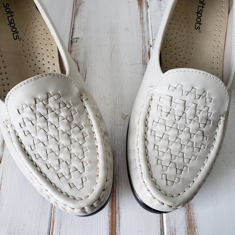 Storlek 9,5 N Vintage New Old Stock Vävda Loafers Off White Färg bild 4