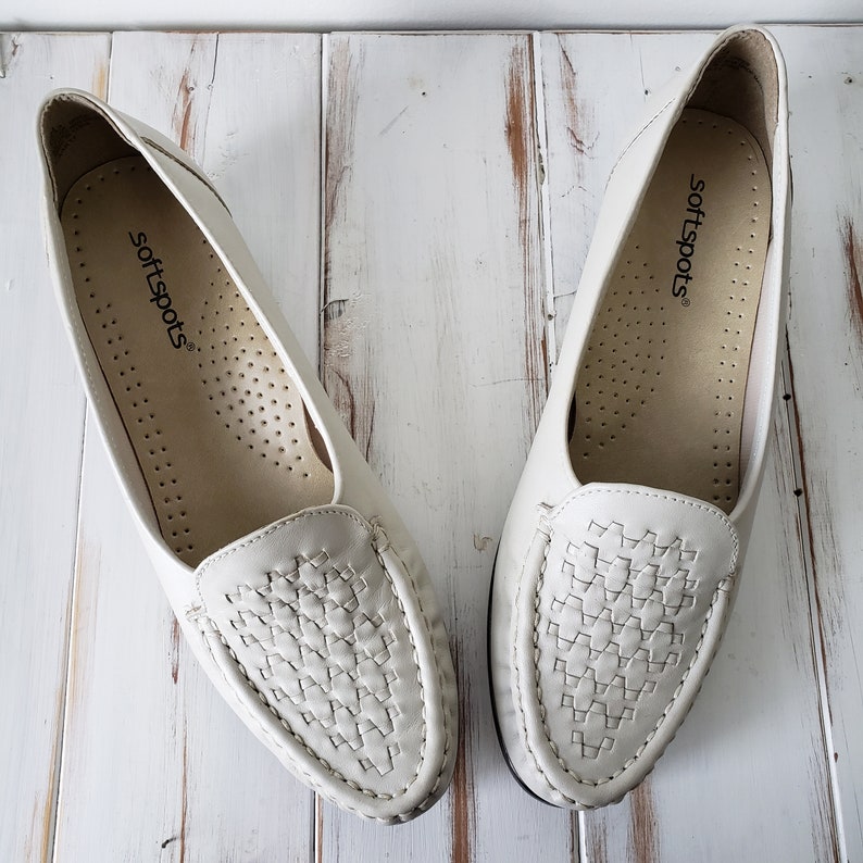 Storlek 9,5 N Vintage New Old Stock Vävda Loafers Off White Färg bild 3