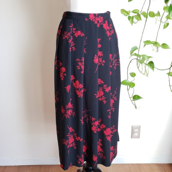 Vintage Koret Maxi Pleated Floral Skirt Size 10 - image 1