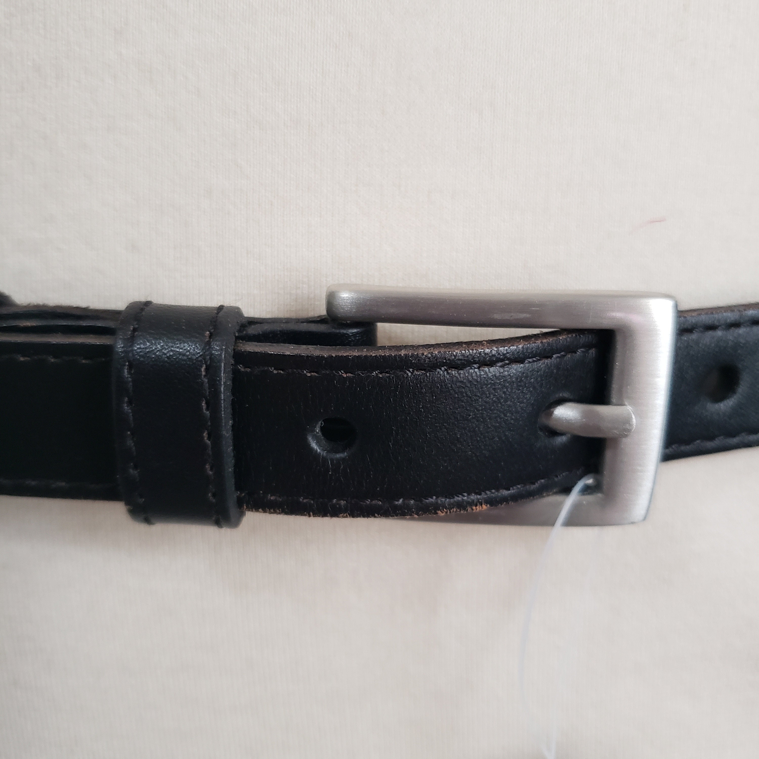 Benetton Lucite Buckle 90\'s Black Leather Belt 90s United Colors of Benetton Leather Belt| Vintage Black  main image 2