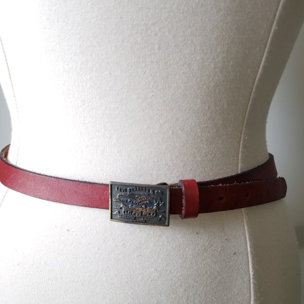 Vintage Genuine Leather Levis Strauss Plate Buckle Belt M