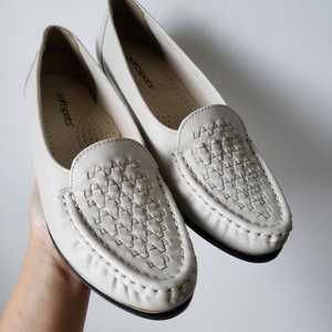 Storlek 9,5 N Vintage New Old Stock Vävda Loafers Off White Färg bild 2