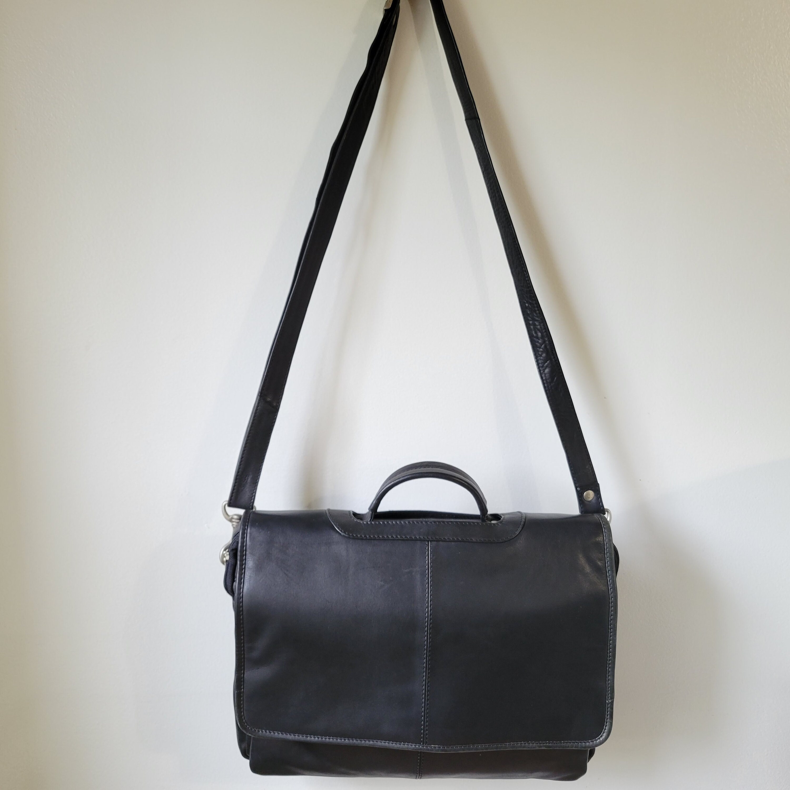 Vintage WILSONS the Leather Experts Black Genuine Leather Laptop Messenger Bag Etsy Ireland