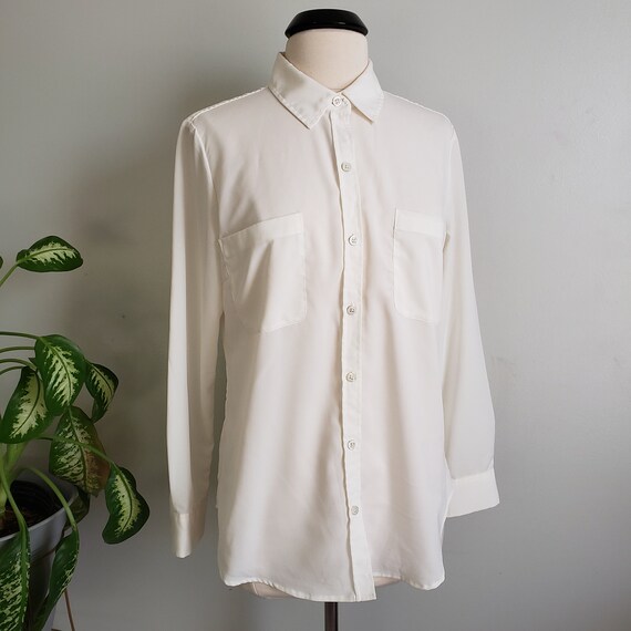 Vintage Coldwater Creek Cream Pocket Longsleeves … - image 1