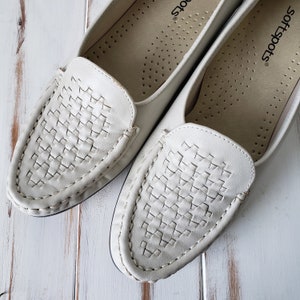 Storlek 9,5 N Vintage New Old Stock Vävda Loafers Off White Färg bild 9