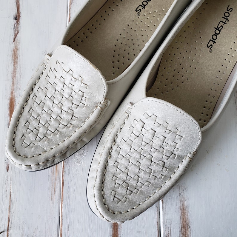 Storlek 9,5 N Vintage New Old Stock Vävda Loafers Off White Färg bild 9