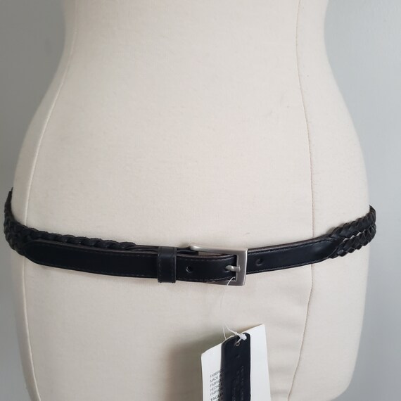 Benetton Lucite Buckle 90\'s Black Leather Belt 90s United Colors of Benetton Leather Belt| Vintage Black  main image 3