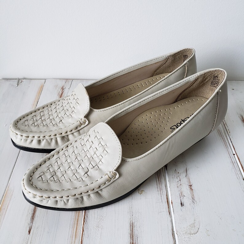 Storlek 9,5 N Vintage New Old Stock Vävda Loafers Off White Färg bild 5