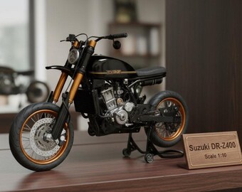 Gift for Motorcycle Riders Handmade Upcycled Metal Suzuki DR-Z400 Miniature (1:10 Scale)