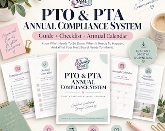 PTO PTA Compliance Checklist | Nonprofit Annual Guide Bylaws Financial Calendar | Printable PDF Board Binder