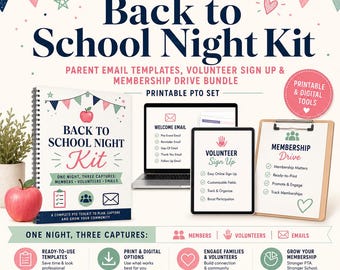 Back to School Night Event Guide & Volunteer Tracker for PTO PTA