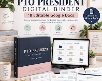 PTO President Digital Binder | Editable Google Docs for Board Organization & Compliance