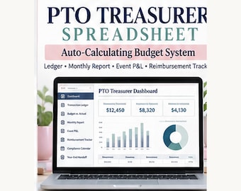 Treasurer Spreadsheet for PTO PTA | Editable Budget and Expense Tracker