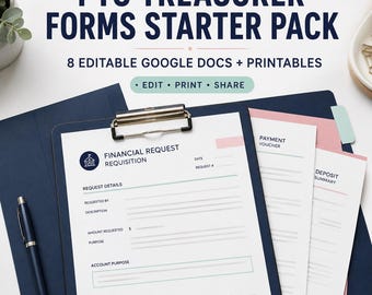 PTO Treasurer Forms Starter Pack: 8 Editable Google Docs and Printables