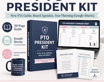 President Kit for PTO PTA | Board Guide, Task Tracker and Email Templates