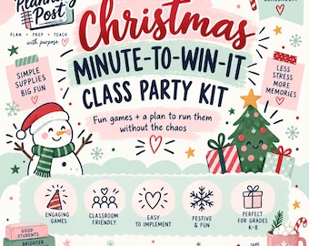 Christmas Minute-to-Win-It Class Party Kit, Grades K-8 (Digital Download)