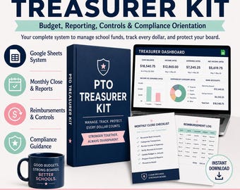 Treasurer Kit for PTO PTA | Budget Guide, Tracker and Email Templates