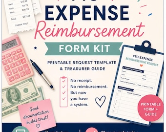 Expense Reimbursement Forms for PTO PTA | Treasurer Guide and Editable Templates