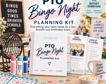 Bingo Night Planning Kit, PTO Fundraiser Event Planner, Volunteer & Budget Tracker, Caller Script Template