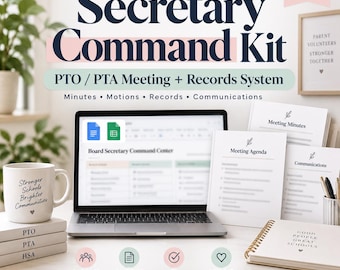 Secretary Kit for PTO PTA | Meeting Guide, Minutes Tracker and Email Templates