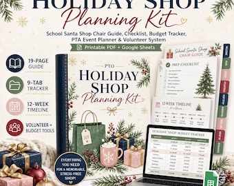 Holiday Shop Planning Kit for PTO PTA | Event Guide and Volunteer Tracker