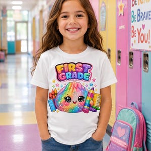 Glitter Dumpling School Bundle PNG, Kindergarten to Fourth Grade, Kawaii Back to School Shirt Design,Instant Download image 3
