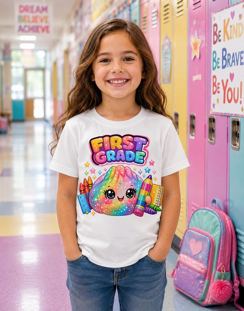 Glitter Dumpling School Bundle PNG, Kindergarten to Fourth Grade, Kawaii Back to School Shirt Design,Instant Download image 3