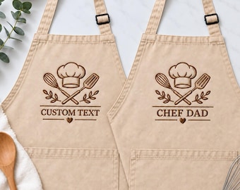 Custom Embroidered Text on Apron - Personalized Cooking or Baking Apron - Kitchen Accessories - Brand Staff Uniforms - Housewarming Gift