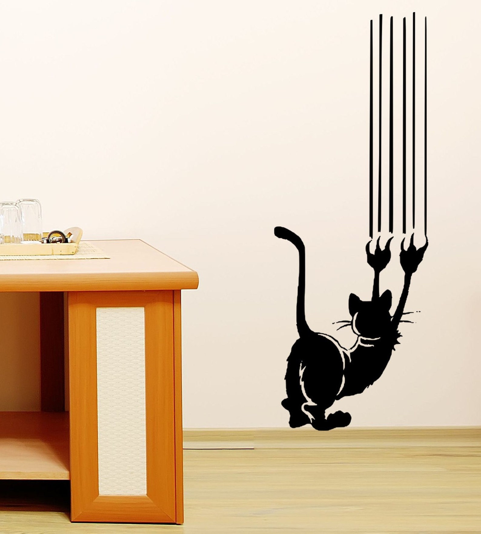 Cat Scratch Vinyl Wall Decal Art Etsy
