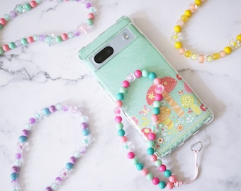 Beaded Phone Charm Strap, Candy Colour Aesthetic, Cute beaded Accessory for Cell Phones