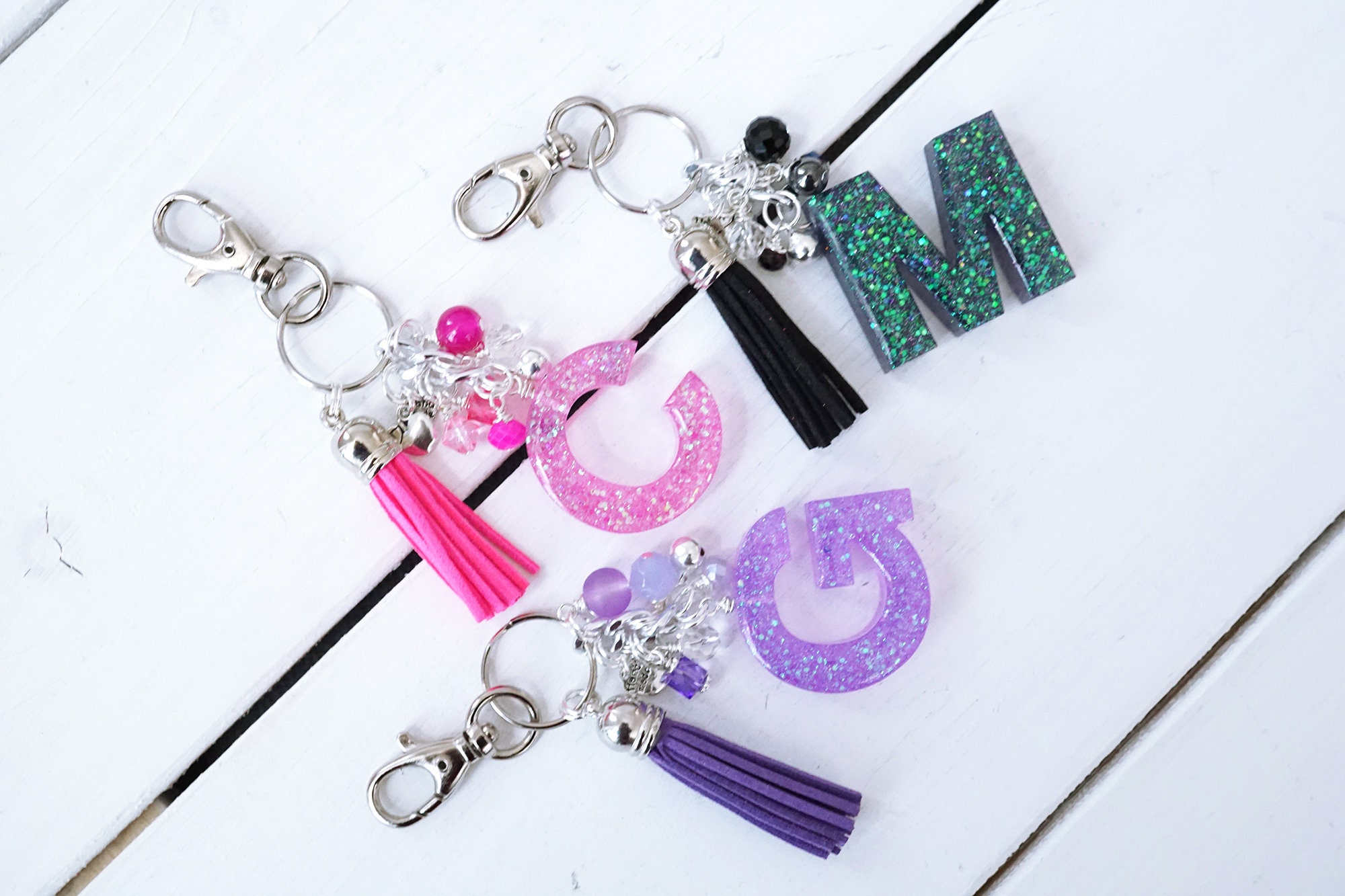 Initial keychain bag charm resin letter keychain girls Etsy