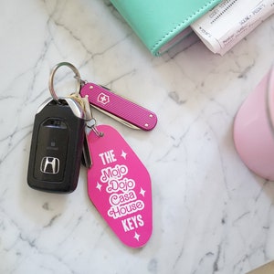 Motel keychain Pink, Hot Pink accessories, Hotel key tag, Pink aesthetic, Mojo Dojo Casa House image 6