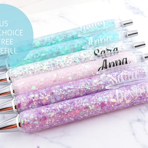 Glitter Pen, Personalized pen with name for girls, Personalized teacher Pen, Custom planner pen stationery, Custom retractable pen