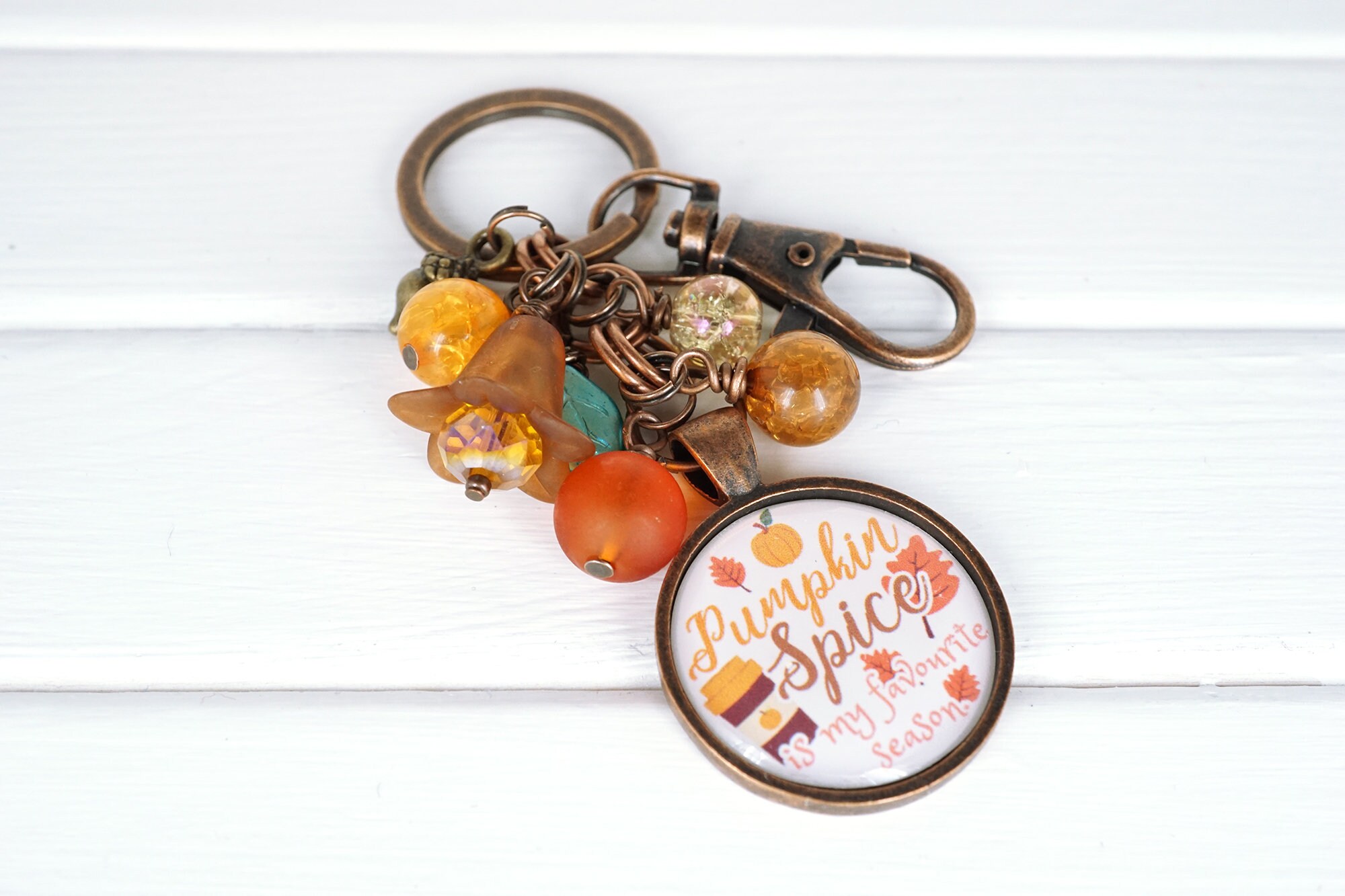 Fall Keychain Bag Charm beaded keychain pumpkin autumn Etsy