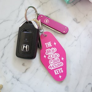 Motel keychain Pink, Hot Pink accessories, Hotel key tag, Pink aesthetic, Mojo Dojo Casa House image 1