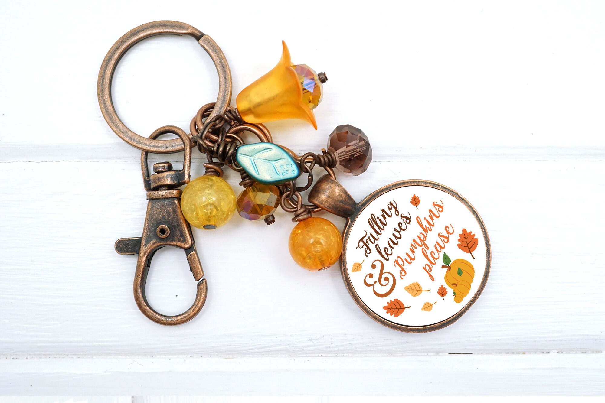 Fall Keychain Bag Charm beaded keychain pumpkin autumn Etsy