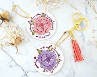 Personalized Mom Flower gift with children names, mother keychain quote, Custom gifts for mom