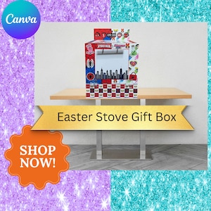 Stove Gift Box Template Canva Frame | Kid Stove Gift Box Toy Stove Foam Board Craft | Customizable Stove Template | Kitchen Set Digital File