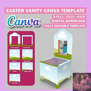 Easter Vanity Gift Box Template for Canva | Foam Board Easter Basket | Luxury DIY Makeup Table Box | Editable Birthday Favor